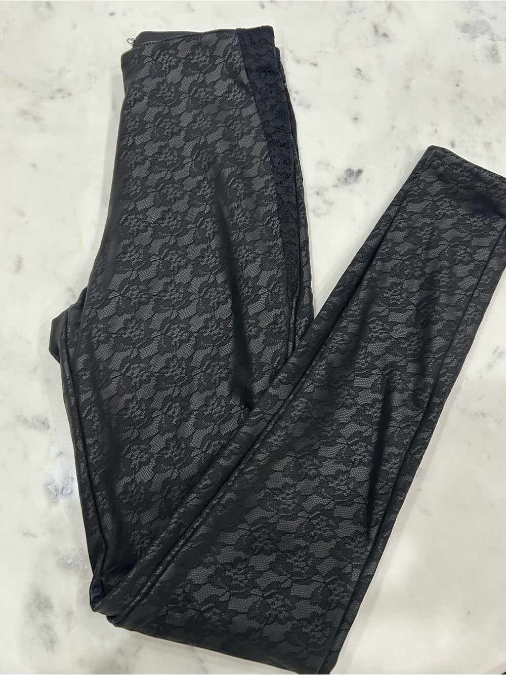 NWT Maniere De Voir Black Lace-Pattern Pants
